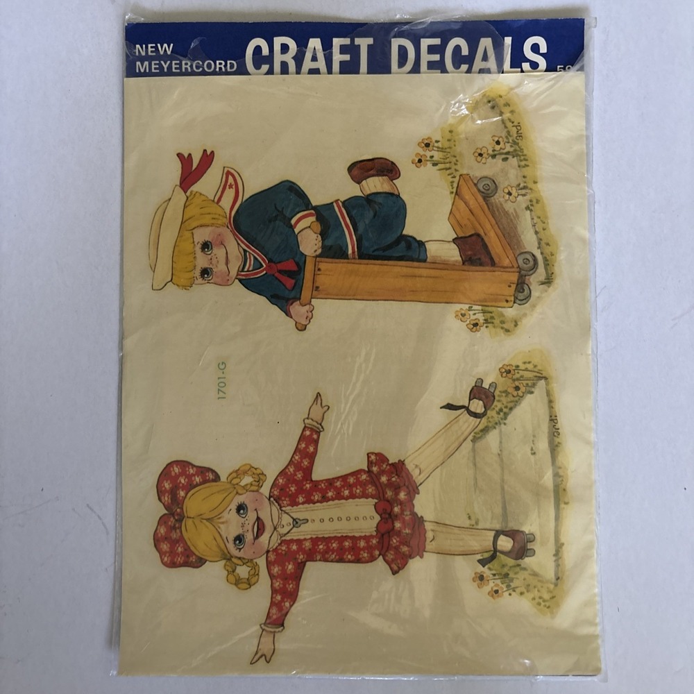 Meyercord Decal‎ Sheet Vintage 1950's  #1701G Boy & Girl